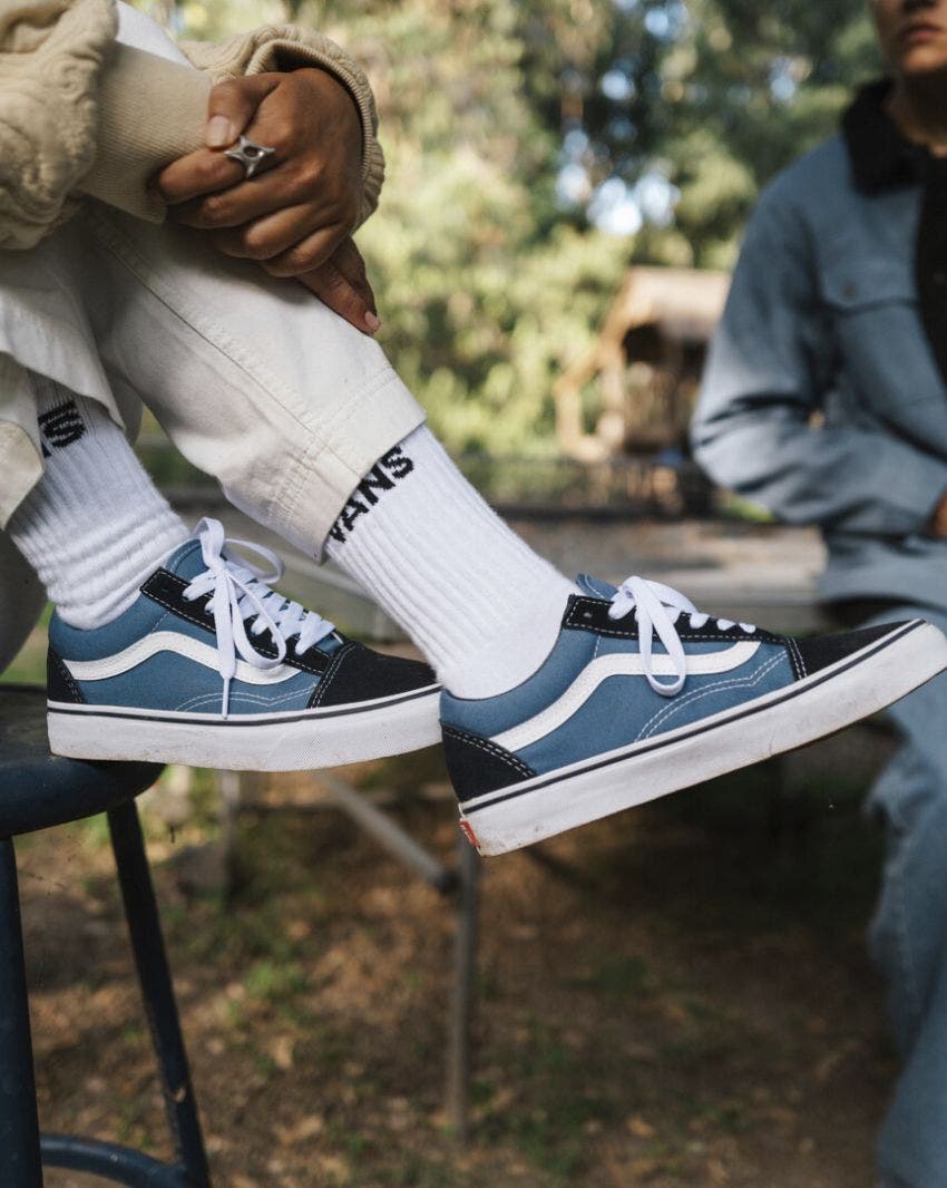 Baby blue old store skool vans womens