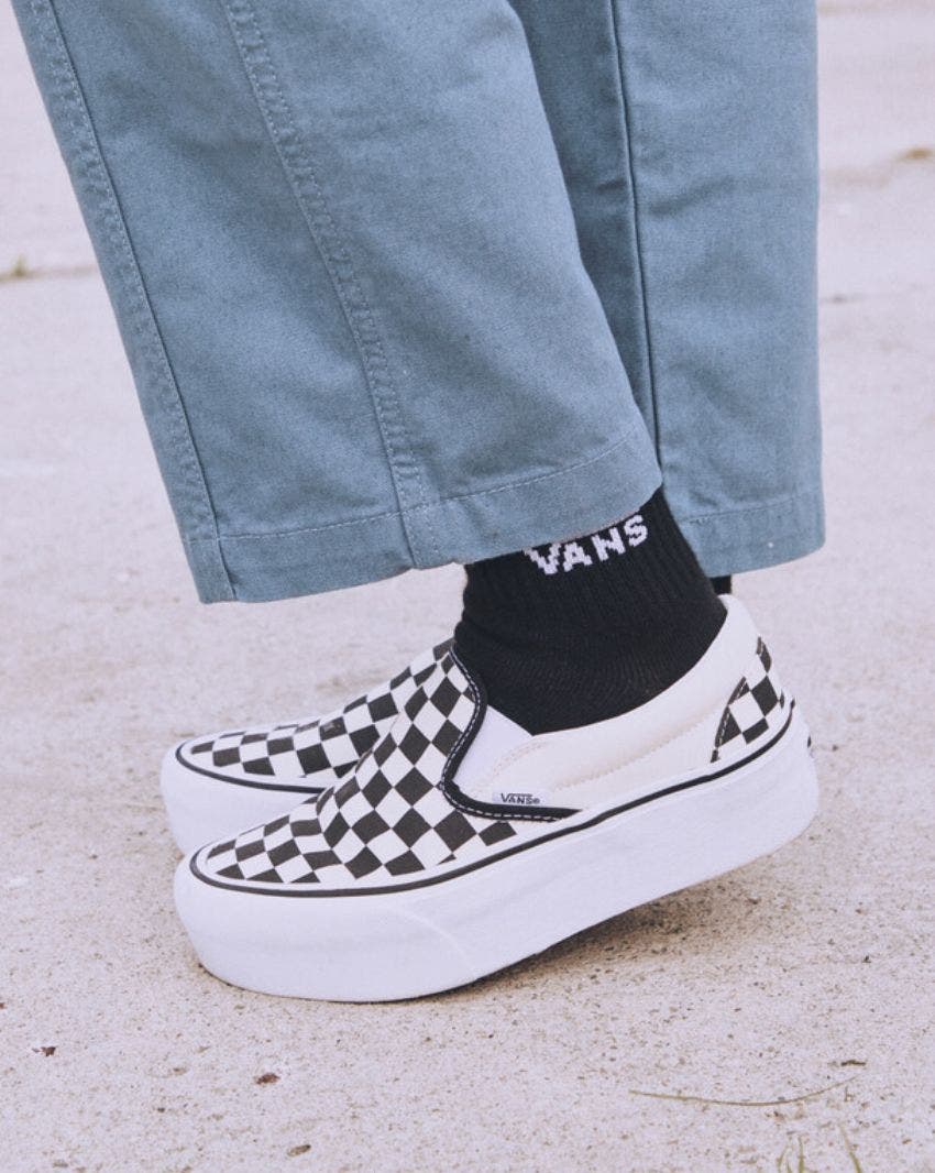 Platform slip on checkered vans sales